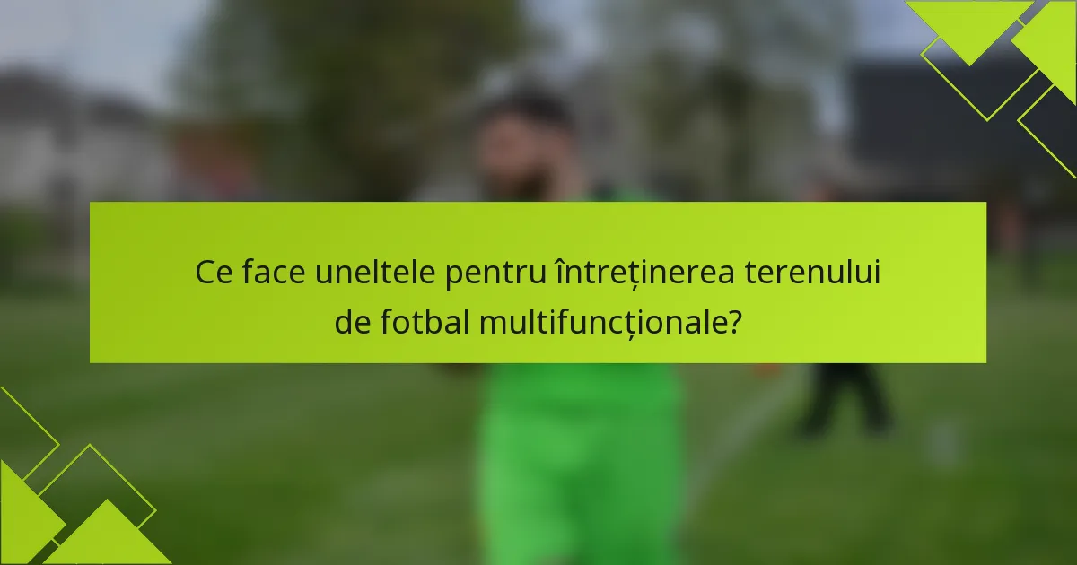 Ce face uneltele pentru întreținerea terenului de fotbal multifuncționale?