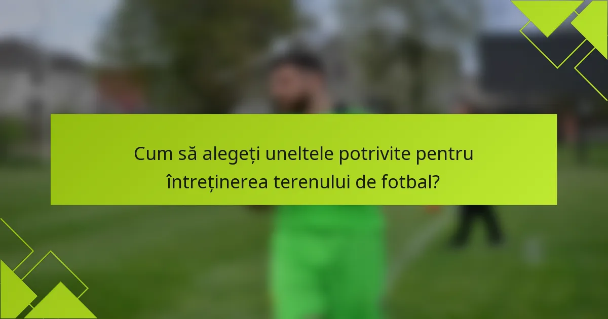 Cum să alegeți uneltele potrivite pentru întreținerea terenului de fotbal?