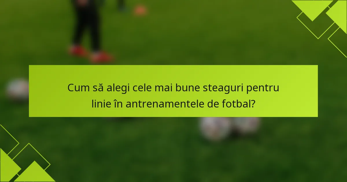 Cum să alegi cele mai bune steaguri pentru linie în antrenamentele de fotbal?