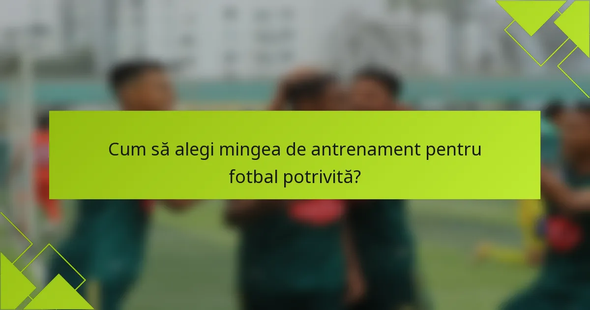 Cum să alegi mingea de antrenament pentru fotbal potrivită?