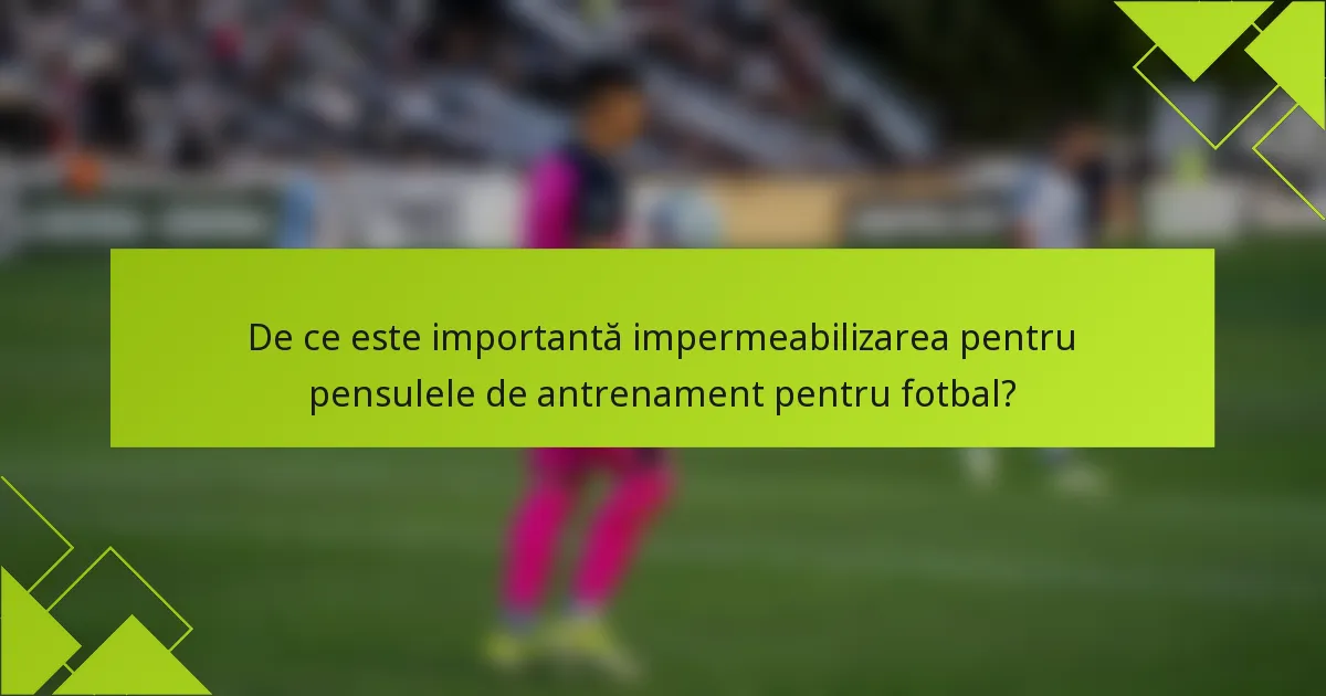 De ce este importantă impermeabilizarea pentru pensulele de antrenament pentru fotbal?